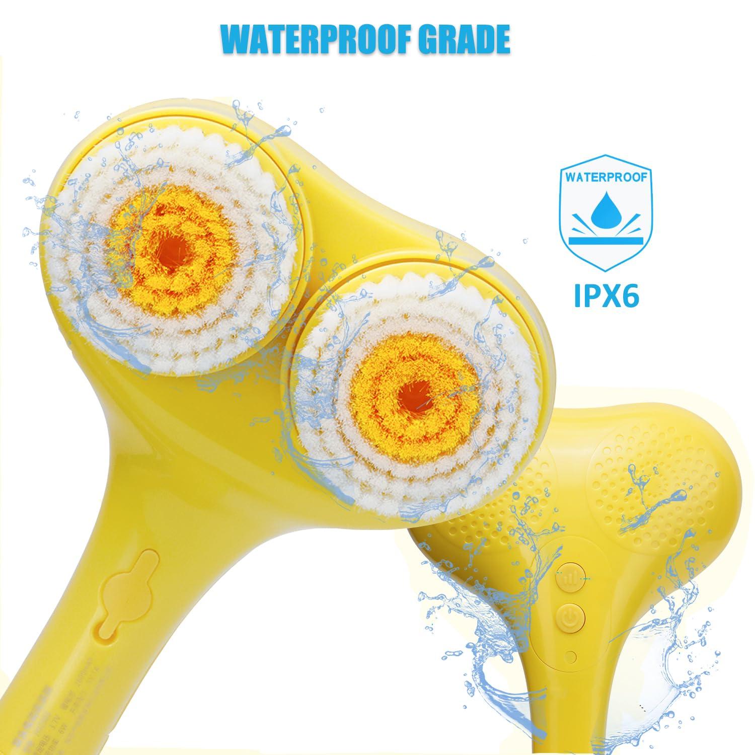 PeaMirmy Electric Body Brush,5 Attachments Brush Heads Electric SPA Brush Spin Scrubber for Shower Bathing Cleansing Wash Deep Cleaning with Silicone Rechargeable IPX7 Waterproof