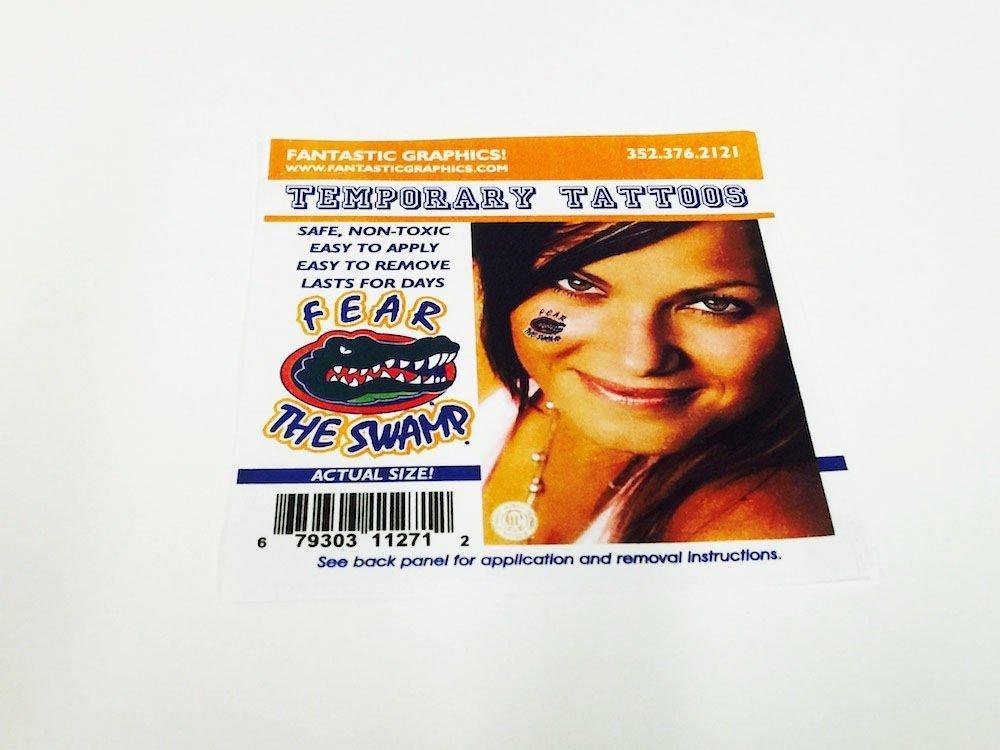 Fantastic Graphics Florida Gators Fear The Swamp Temporary Tattoos