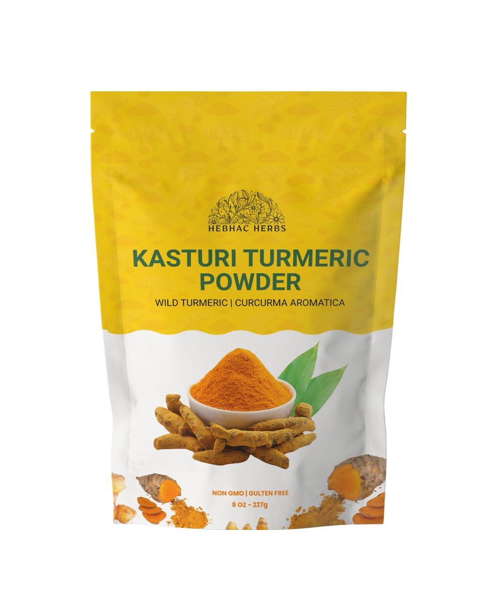 Hebhac Herbs Kasthuri Manjal Powder for Skin and Face Care| Wild Turmeric powder | Curcuma Aromatica | Helps Acne skin (7 oz)