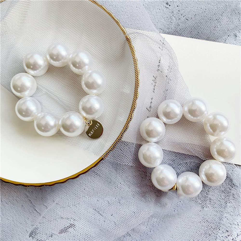 Etncy Life 2 Pcs Pearl Hair Tie Ponytail Holders Hair Accessories for Girl Women