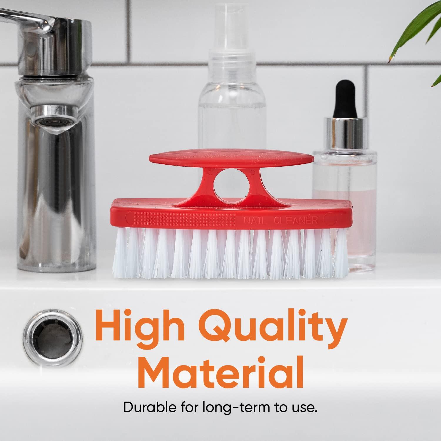 Superio Superio Nail Brush for Cleaning Fingernails, Nail Scrubber Brush, Toe Foot Hands Fingernail Brush Cleaner- Small Scrub Brush- All-Purpose Stiff Cleaning Brush for Home, (6 Pack, Red)