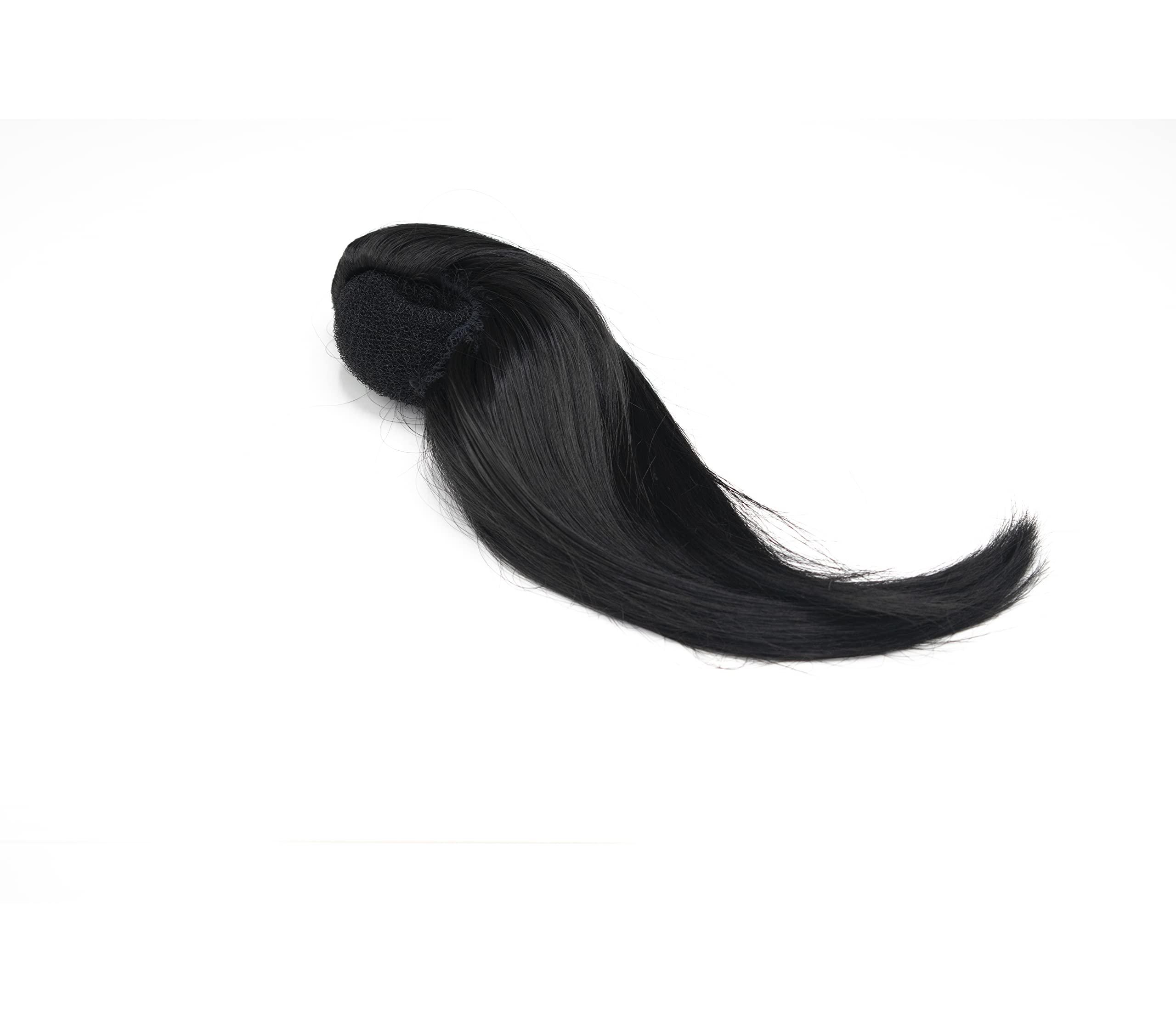 Pouf Hairdos Pouf Hairdos Skinny Bun Human Hair Extension Hairpiece for Elegant and Effortless Bun, Readymade women with thin short hair, Updo Pieces any occasions (Human Black)