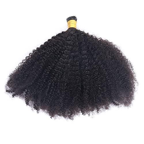 UMRHair 18inch Curly I Tip Hair Extensions Human Hair Afro Kinky Curly 4C 4B ITip Hair for Women 100strands/Bundle 1Bundle 90g/Bundle Brazilian Microlink Beads Pre Bonded Keratin Fusion Easy Stick Tip