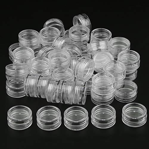 Baoblaze Baoblaze 2/3/5 Gram Jars, 50 pcs, Clear Cosmetic Sample Containers, Round Plastic Pot Jars with Screw Lid, Mini Bottle for Make Up, Lip Palm, Cream, Lotion, 2g