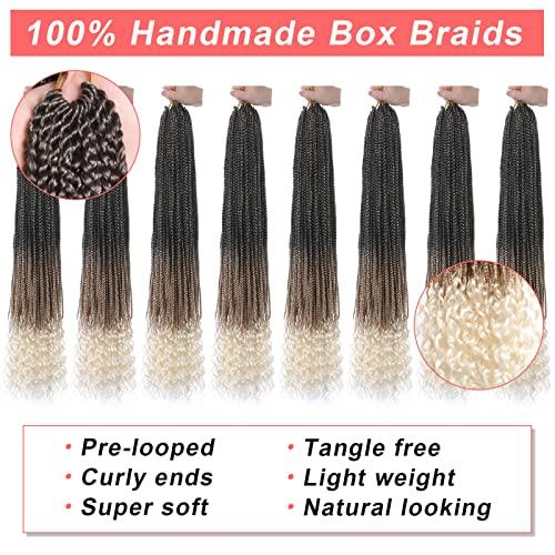 XTREND Xtrend 8 Packs 34 Inch Box Braids Crochet Hair Easy to Install Bohemian 3X Braid Pre-looped Knotless Curly Ends Jumbo Goddess Box Braids Hair Extensions for Women (12Strands/pack 1B27613)
