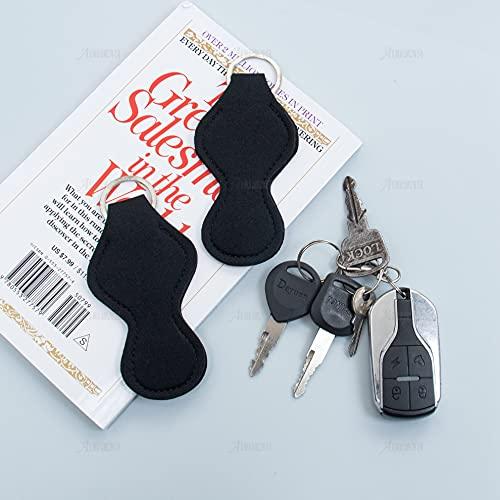 AUEAR AUEAR, Lip Balm Holder Key Ring Lanyard Lipstick ChapStick Key Chain Holders for Group of Coworkers (10 Pack, Black)