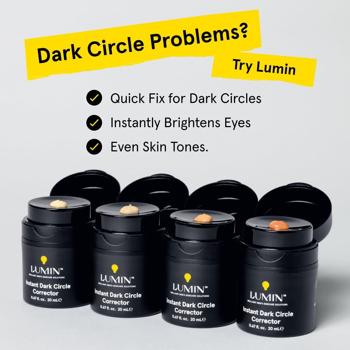 Lumin Lumin Instant Dark Circle Corrector for Men (Not A Concealer), Brightens Eyes, Reduce Dark Circles, Puffiness, Under Eye Men Makeup, Men's Eye Cream, Perfect for Deep Skin Tones, 20mL