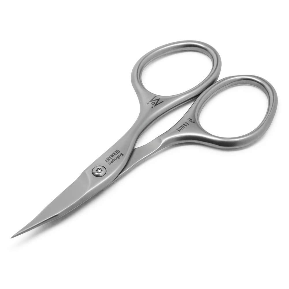 GERmanikure GERMANIKURE Nail and Cuticle Scissors - FINOX Stainless Steel Professional nail scissors for nail tips - nail scissors curved Manicure Tools in Leather Case - Ethically Made in Solingen Germany - 4702