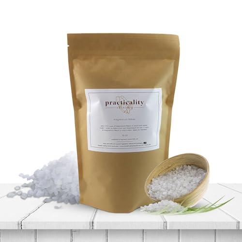 practicality Practicality Magnesium Flakes for Bath |100% Natural USA-Sourced and Manufactured Magnesium Chloride Flakes - Great for Foot & Body Relaxation, Better Absorption Over Epsom Salt | 32 FL OZ | 1 Pc