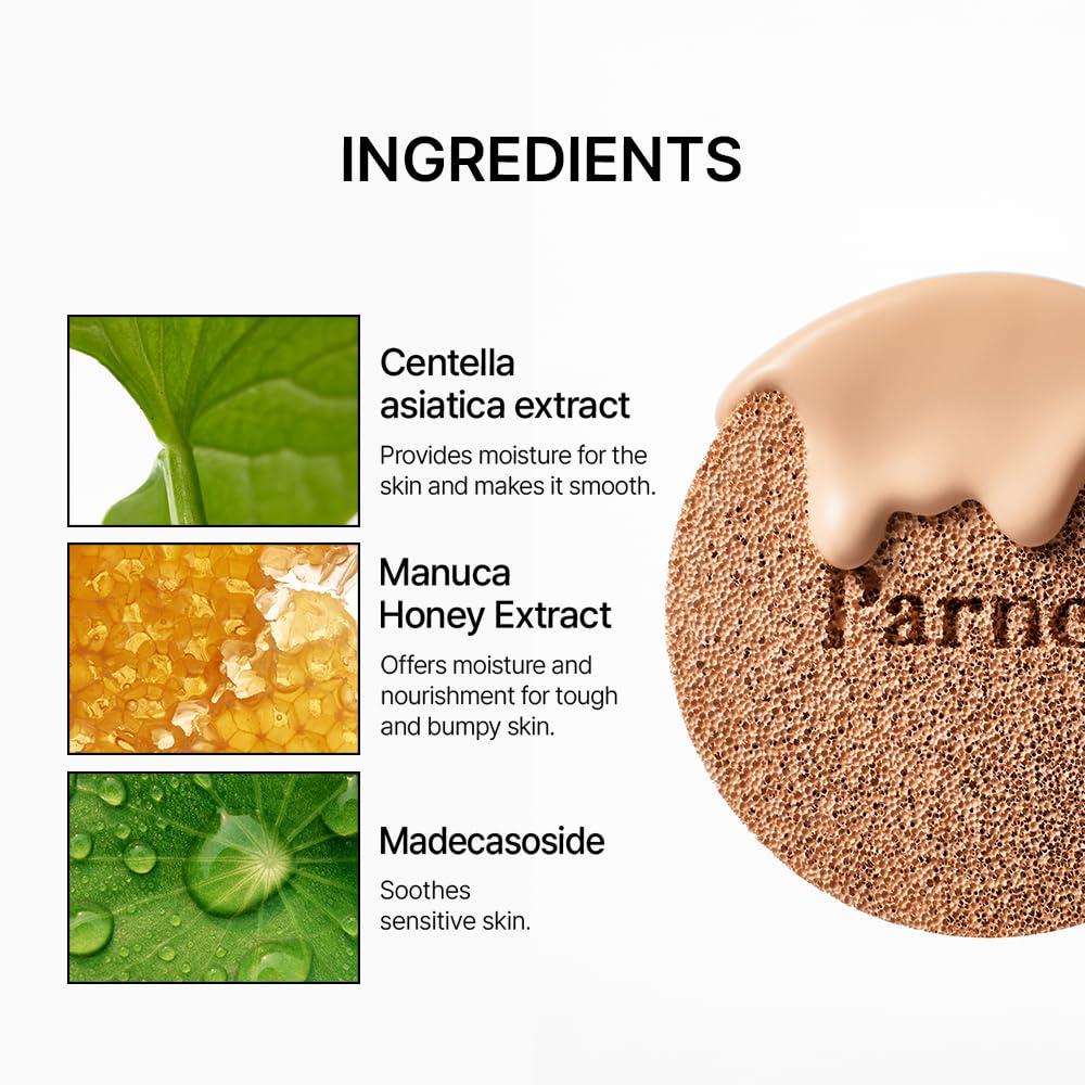 Parnell Parnell Cicamanu Serum Cushion - Moisturizing Foundation for Soothing, Coverage, Glass Skin and Lightweight for Sensitive and Dry Skin Pearl Skin (0.52 Fl Oz) (#21 Fair Ivory)