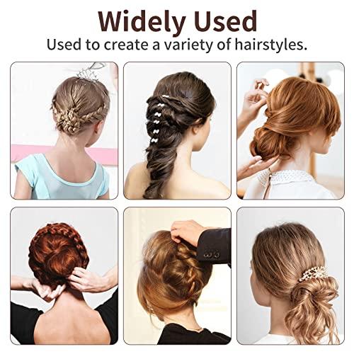Cehony Cehony U Shaped Hair Pins, 200 Count Buns Waved Hair Pins for Updos with Box for Women Lady Girls Bobby Pins French Historical Hair Styling Pins Hair Accessories (Brown, 2.4 Inch)