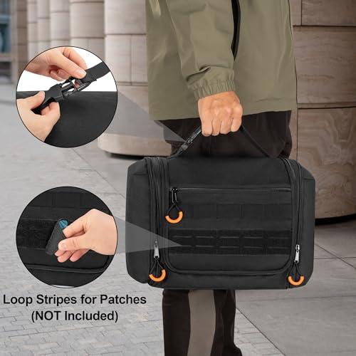 Prokva Prokva Tactical Toiletry Travel Bag for Men, Hanging Dopp Kit Hygiene Bag Shower Organizer with Hook for Toiletries and Shaving Care, Black (Empty Bag)