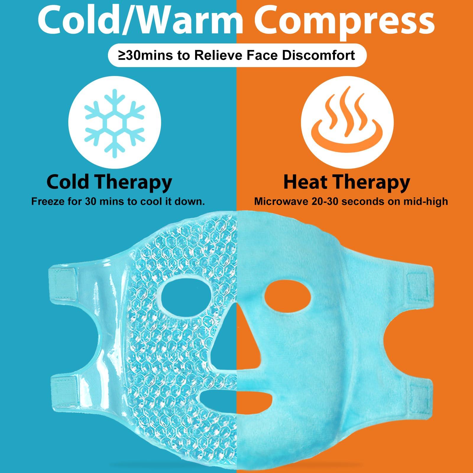 BeeVines BeeVines Ice Face Mask, Cooling Gel Pack for Puffy Eyes, Cold & Hot Reusable Compress, Frozen Eye Packs Masks for Women for Dark Circles, Puffiness & Allergies (Blue)