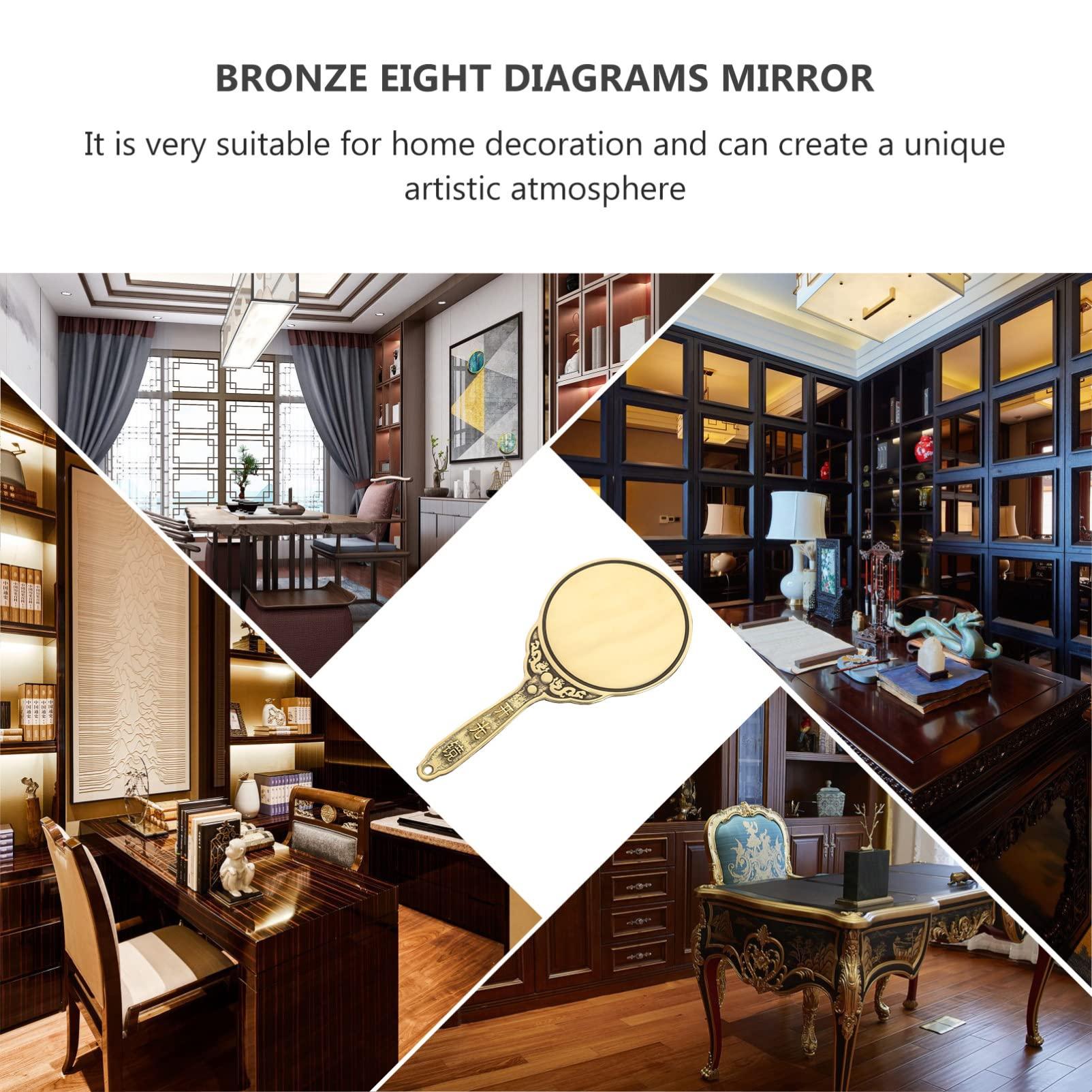 ORFOFE ORFOFE Evil Exorcism Ornament Feng Shui Mirror Handheld Bagua Mirror Sturdy Copper Fall Design