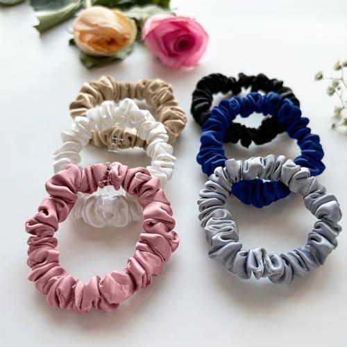 Silvr Bear SILVR BEAR Luxury Satin Scrunchies, Satin Hair Ties for Thick, Thin & Curly Hair, Scrunchies for Women, Girls & Men Softer than Silk Hair Ties (Classic Skinny)