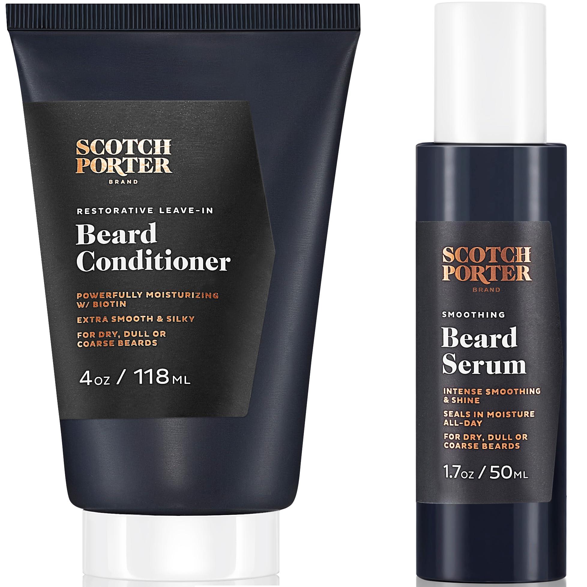 Scotch Porter Scotch Porter Leave-in Beard Conditioner and Smoothing Beard Serum for Men | Formulated with Non-Toxic Ingredients, Free of Parabens, Sulfates & Silicones | Vegan |Leave-in 4oz, Serum 1.7oz