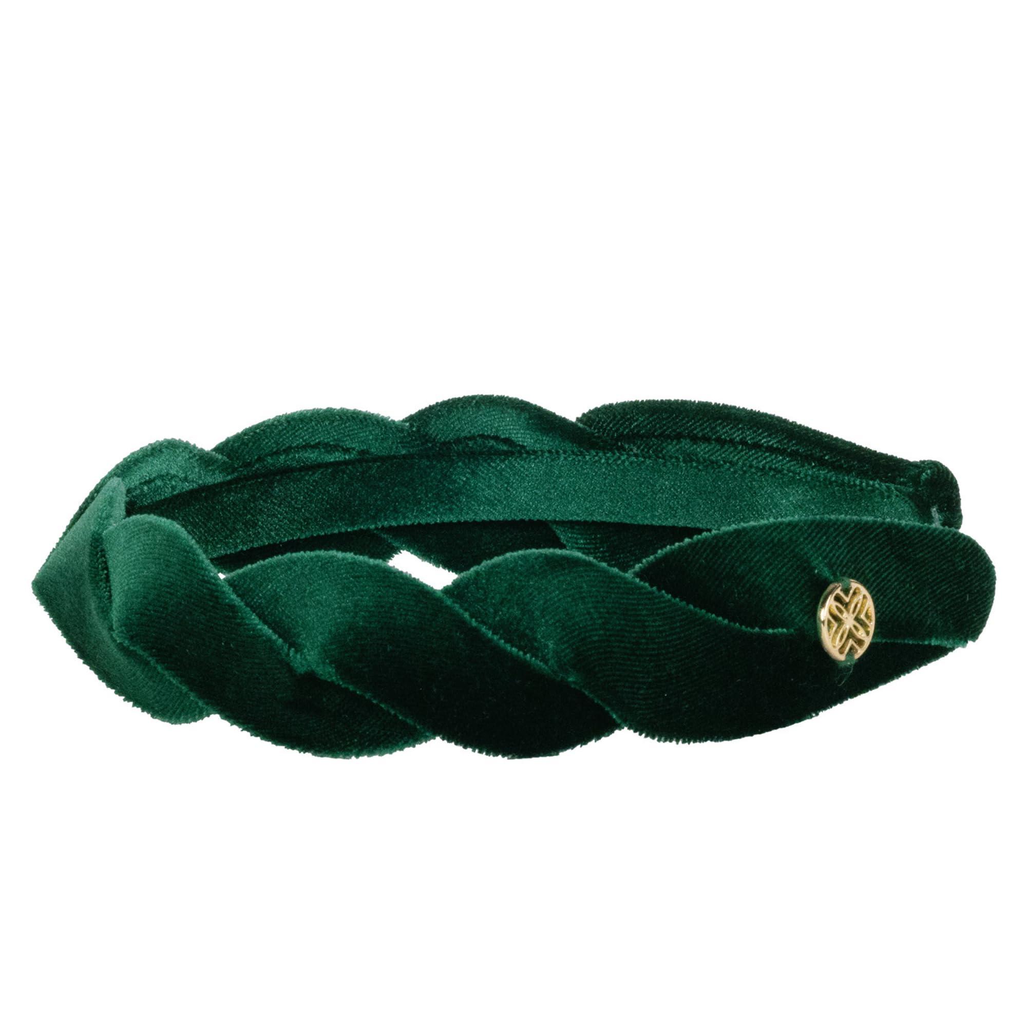 Lilly Pulitzer Lilly Pulitzer Women\'s Fashion Headband, Woven Fabric Headband, Green Velvet Headband, Cute Hair Accessories for Women, Fiddle Green