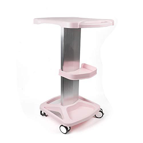 InnaMall Salon Trolley Cart, Aluminum Alloy Rolling Salon Trolley with Wheels Pink Beauty Spa Trolley Cart Tattoo Roller Tray Beauty Cart Salon Storage Mobile Carts for Trolley Holder Tool Cart Load 33Lbs