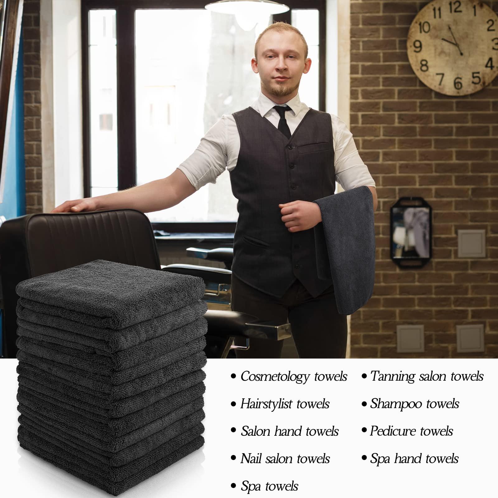 Shimeyao Shimeyao 36 Pack Bleach Proof Salon Towels, Microfiber Absorbent Towels for Hair Facial, Lint Free Hand Towels, Bleach Resistant Gym Towel for Home Salon Spa Barber, 16 x 27 Inches(Black)