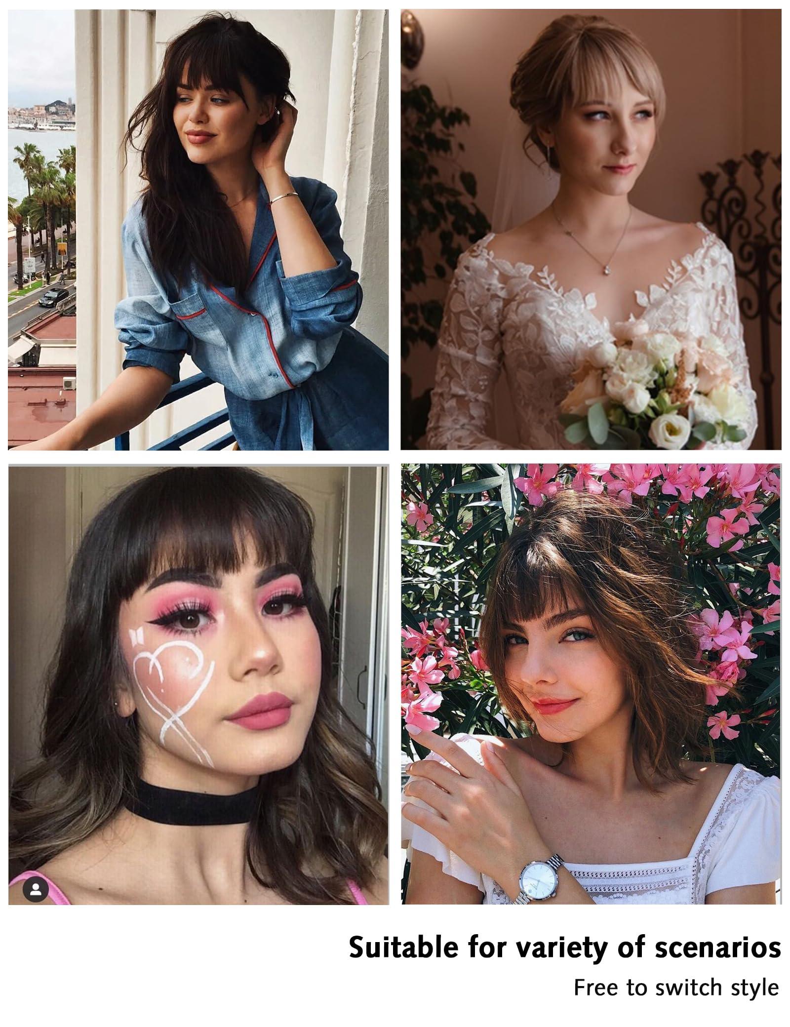 Yamel Yamel Clip in Fringe Bangs 100% Real Human Hair Pieces for Women Platinum Blonde