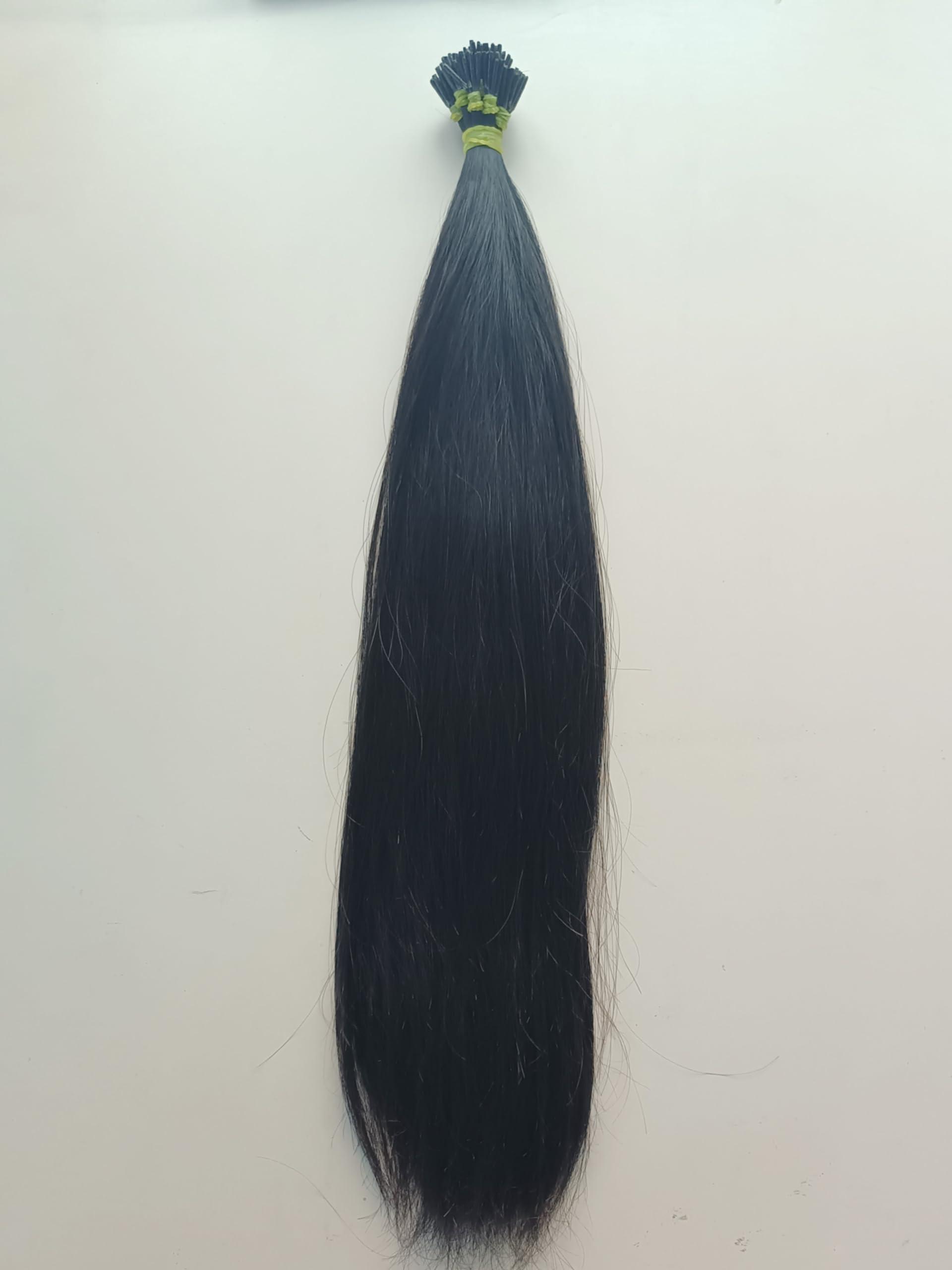 Generic Hat Hair Beauty Supply 100% Raw Indian Human Hair Extensions, I-Tip, V-Tip, U-Tip, Flat-Tip, 100 Grams, Natural Black (100 Strands, 100 Grams) Straight (30 Inches)