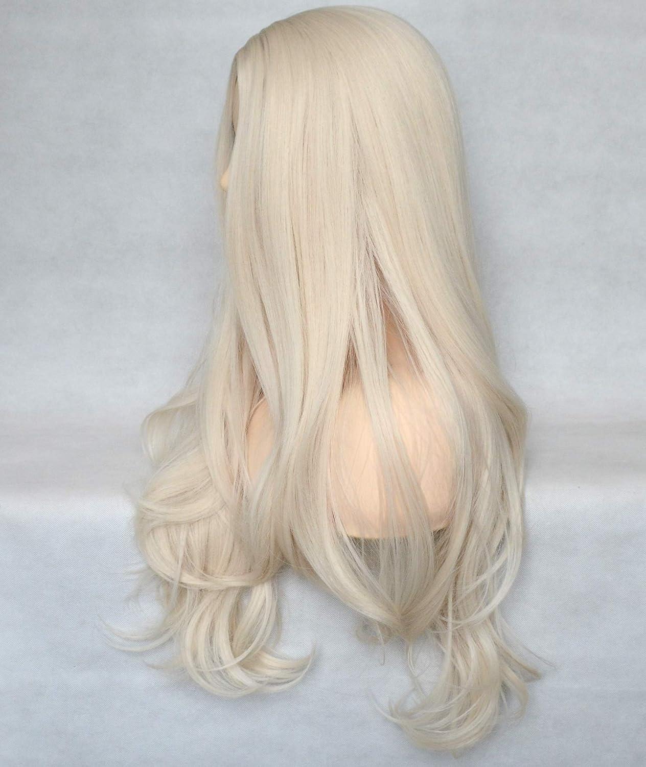 xiweiya xiweiya Long Platinum Blonde Wig Long Body Wave White Blonde Synthetic Loose Wave Heat Resistant Fiber Wigs for Women 26inch