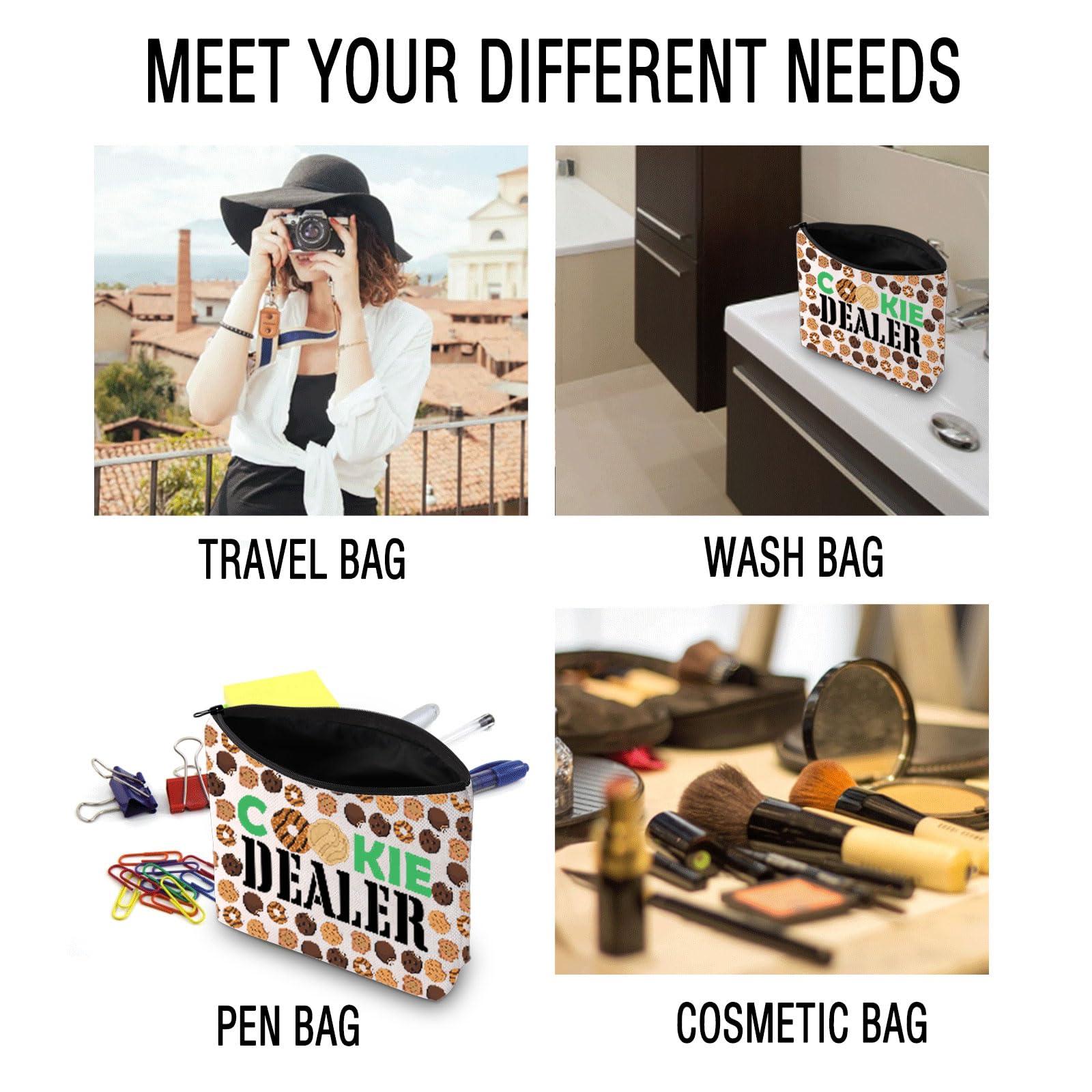 JXGZSO JXGZSO Girl Scout Cookie Cosmetic Bag Cookie Dealer Makeup Pouch Girl Scout Mom Gift (Cookie Dealer Bag)