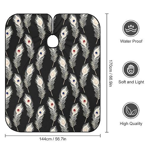 LJFABKY Peacock Feathers Professional Hair Cutting Cape Salon Barber Apron with Adjustable Snap Closure