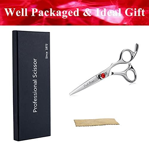 Purple Dragon Purple Dragon 4.5/5.0 inch Silver Barber Hair Cutting Scissors/Shears with Bag- Perfect for Professional Hairstylist, Hairdresser (5.0 inch)