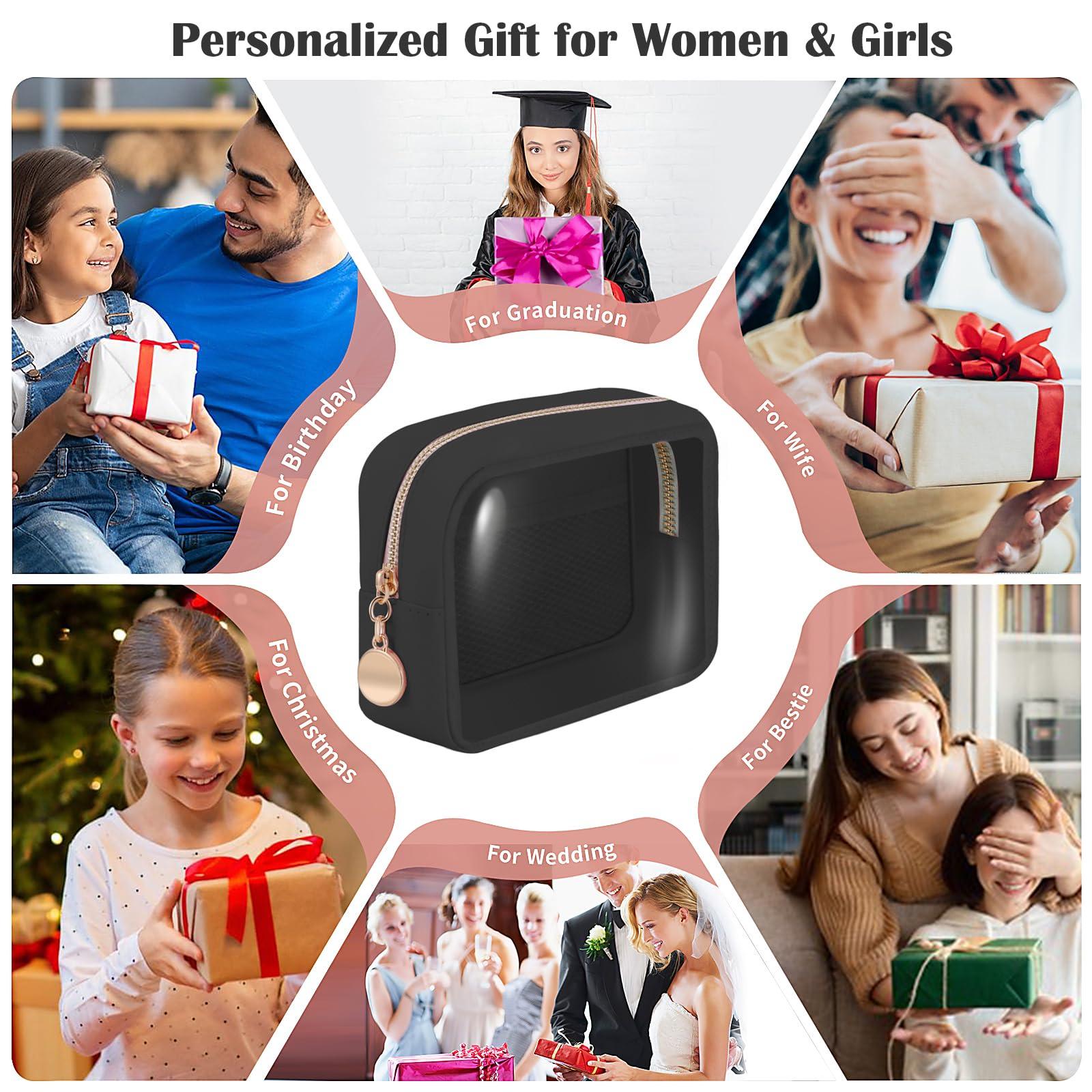 CHICREEN CHICREEN Personalized Initial Clear Bags Set, Clear Cosmetic Bags,Make Up Pouches, Clear Pouch for Organization, Clear Toiletry Travel Bag,Gifts for Women