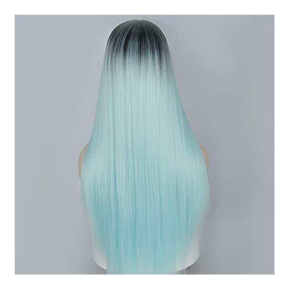 RUVOO RUVOO Wigs Long Light Blue Ombre Wigs for Women,Long Straight Mint Green Wigs Synthetic Lace Front Wig