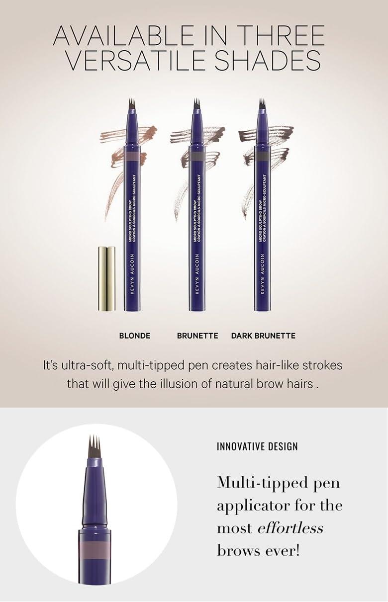 Kevyn Aucoin Kevyn Aucoin Micro-Sculpting Brow, Blonde color: A waterproof, superfine multi-tipped pen ideal for creating realistic brow hair strokes. Long wear, precise application, easy use. Make-up artist go to