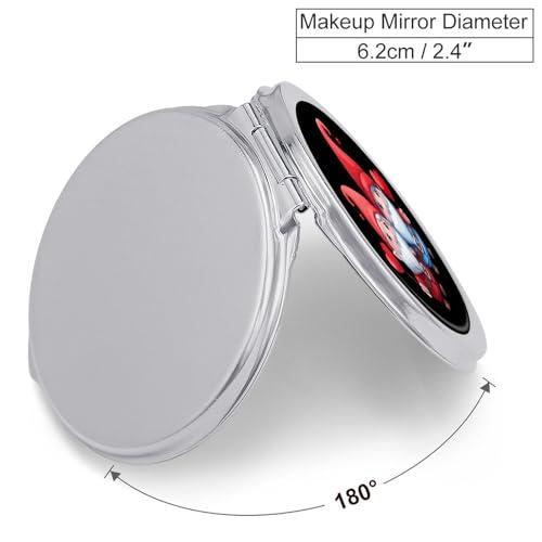 XKAWPC Love Heart Gnome Compact Mirror for Purse Round Portable Pocket Makeup Mirrors for Home Office Travel