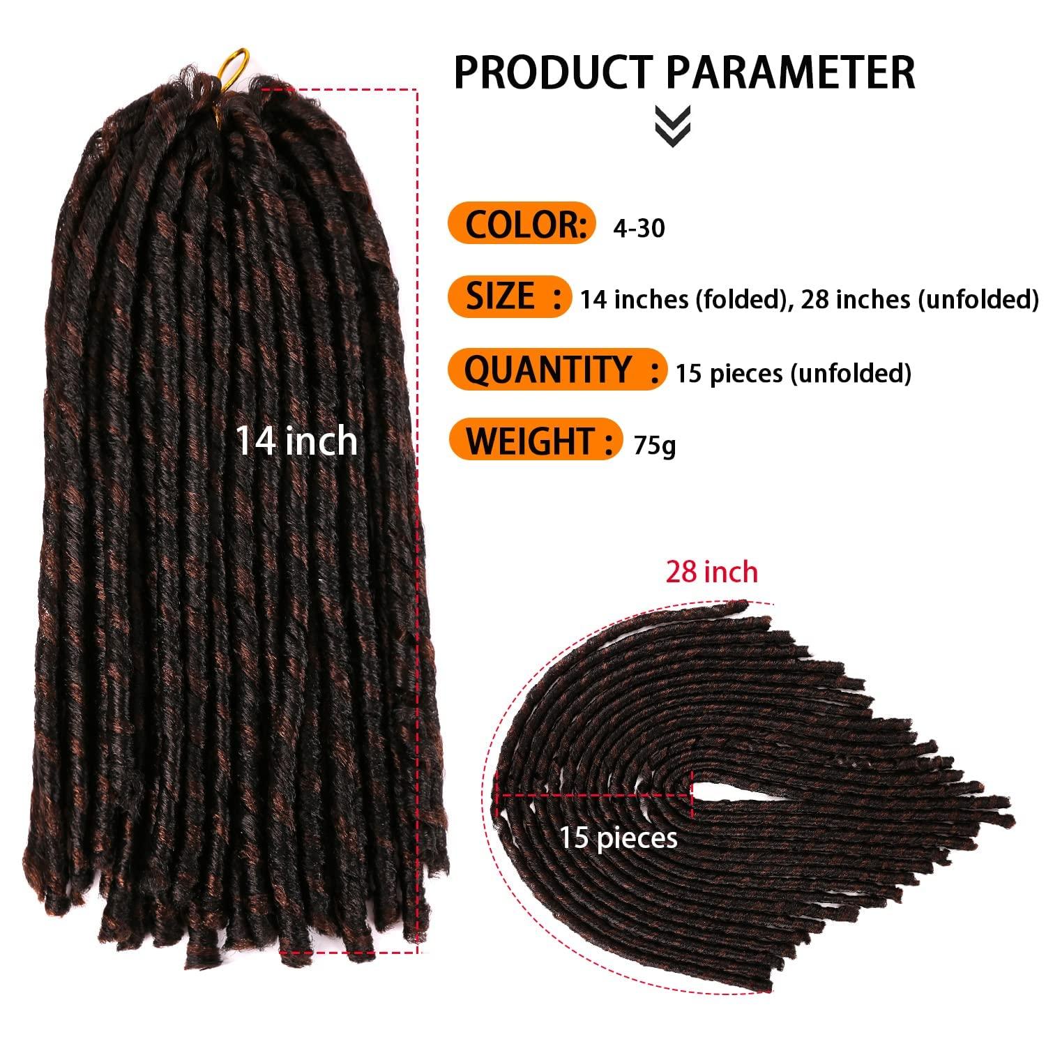 ZQIAN BEAUTY Urban Soft Dread Crochet Hair - 4 Packs Straight Faux Locs Crochet Hair Soft Dreadlocks Locs Crochet Soft Locs Faux Locs Braids 2 STYLE in ONE (4 Packs,#4-30)