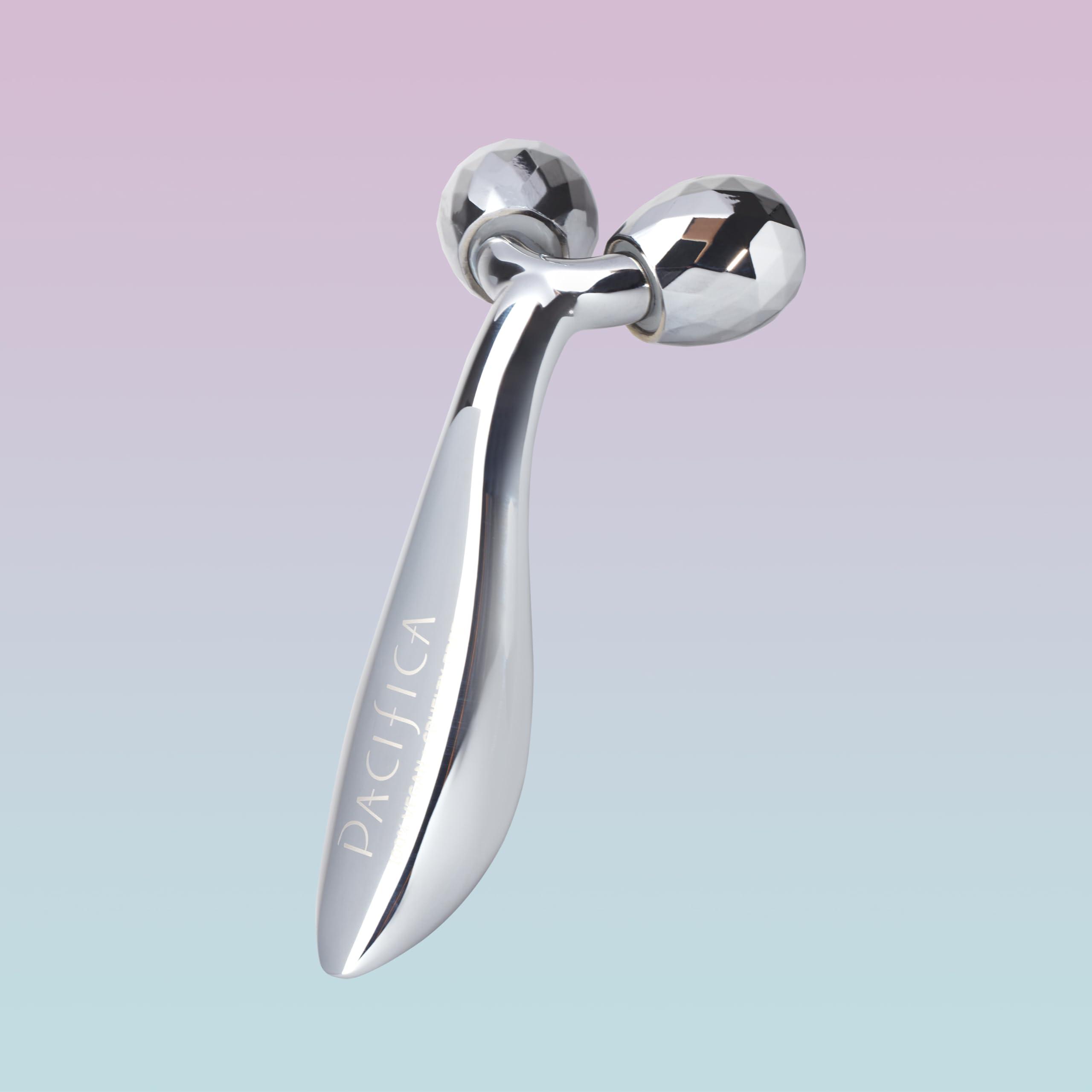 Pacifica Pacifica Face Roller Massager - Future Youth Stainless Steel Gua Sha Facial Beauty Tool Skin Care - for Face Neck Eye Body Skin Care - Face Sculpting Tool Lymphatic Drainage Gifts for Her Women & Girl