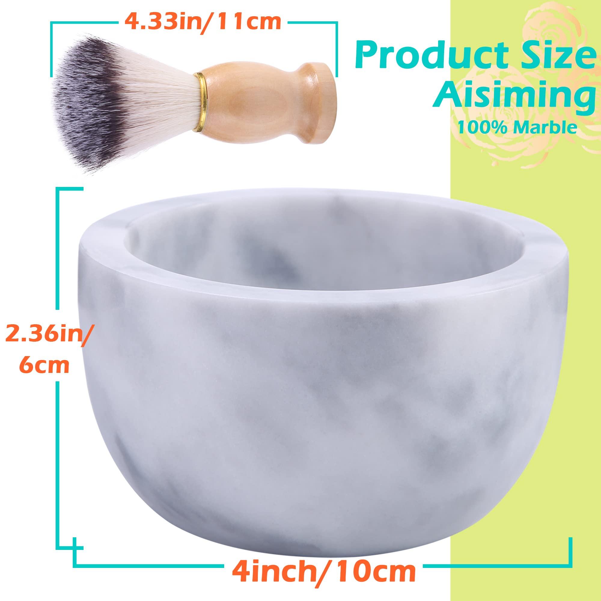 aisiming aisiming Marble Shaving Bowl for Shaving Soap & Cream, Shave Soap Cup Keep Warm Better, Produce Rich Foam Shaving Mug, Easy to Lather, Shaving Cup Gift for Men(White Grey)