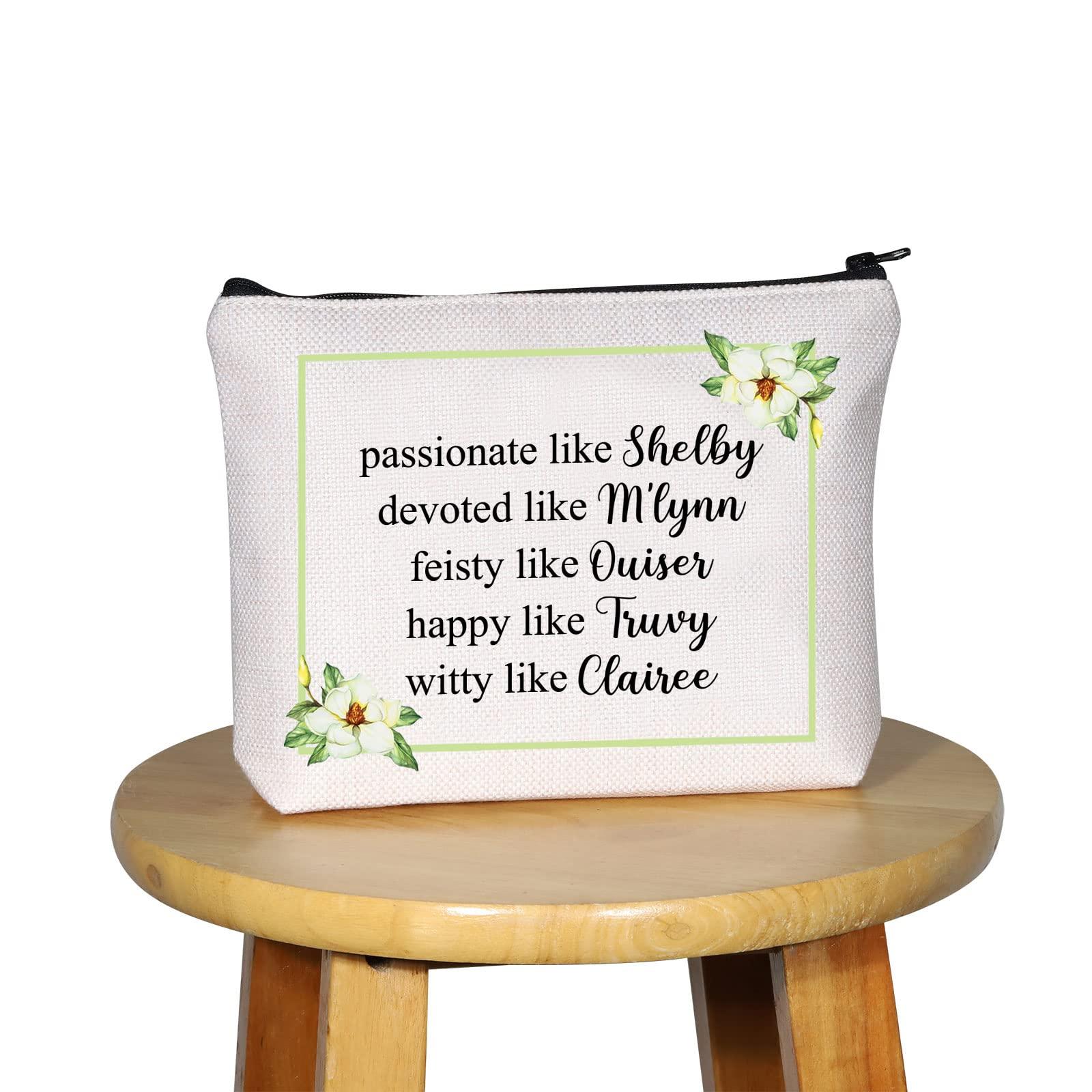 G2TUP G2TUP Magnolias Inspired Gift M'Lynn Truvy Ouiser Clairee Annelle Makeup Bag Movie Fan Cosmetic Bag Best Friend BFF Gift Zipper Travel Case (Ouiser Clairee Annelle White Bag)