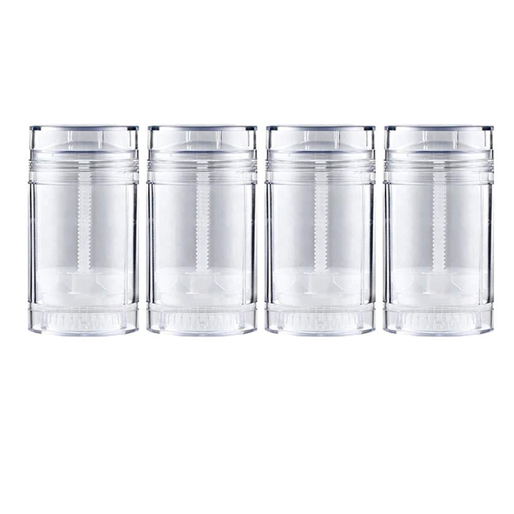 glasstore 4 Pcs Deodorant Container Clear Empty Twist-up Tubes DIY Deodorant Stick Containers Bottom Filling Gel Cosmetics Lip Balm Tube Bottle (50ml/1.7oz)