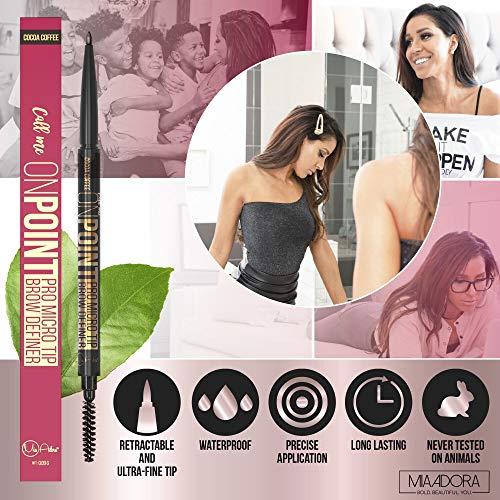 Mia Adora Best MICRO TIP Brow Definer Pencil - Waterproof & Smudgeproof ALL DAY WEAR - Cruelty FREE - Ultra Fine EXTRA Precision - Retractable Eyebrow Pencil - No Sharpener Needed - (LIGHT Brown)