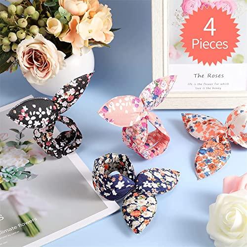 Gokame Gokame Magic Rabbit Ear Sponge Magic Hair Bun Maker, Foam Sponge Bun Twist Shaper, Dot Hair Twist Bun Sponge Donut Holder, Ponyo Styling Curl Bun Maker (4PC, Floral)