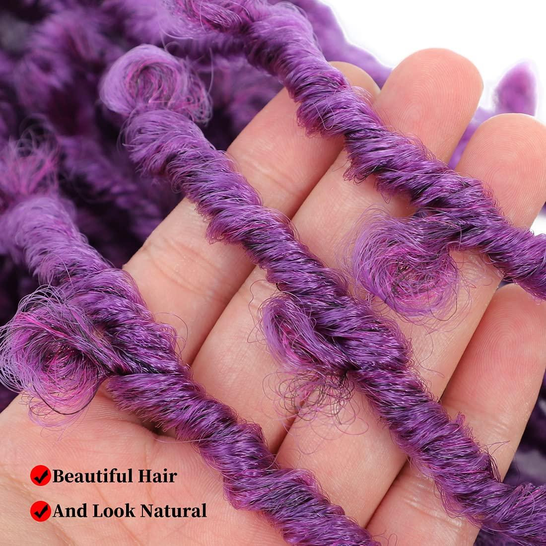 Duoduo Beauty Butterfly Locs Crochet Hair 24 Inch Purple Pre Looped Distressed Butterfly Locs Crochet Braids Soft Messy Butterfly Locs Crochet Hair Faux Locs Crochet Hair Extensions 6Packs (24Inch, MPurple)