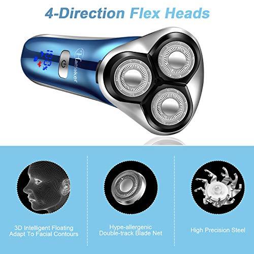Hatteker Hatteker Electric Shaver for Men Trimmer for Men Cordless Rechargeable Beard Nose Hair Face Trimmer Rotary Razor USB Groomer Waterproof Wet Dry 4 in 1