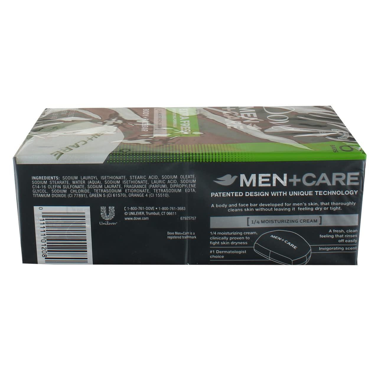 Dove Dove Men+Care Extra Fresh Body + Face Bars, Invigorating Scent, 3.75 oz, 6 Ct (4 pack) (Bundle)