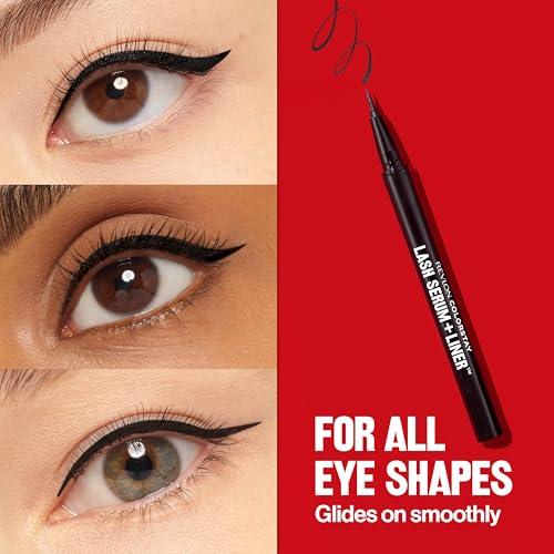 REVLON REVLON ColorStay Lash Serum + Liner, Waterproof Eyeliner, Valentine\'s Day Makeup Gifts for Women, Healthier Looking Eyelashes, Smudge-Proof Flexible Brush Tip, 001 Blackest Black