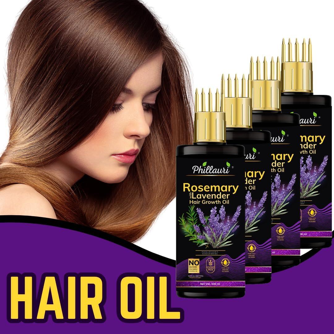 Phillauri Phillauri Rosemary & Lavender Hair Oil Pure Cold Pressed oil for Hair Growth 400ml (pack of 4)
