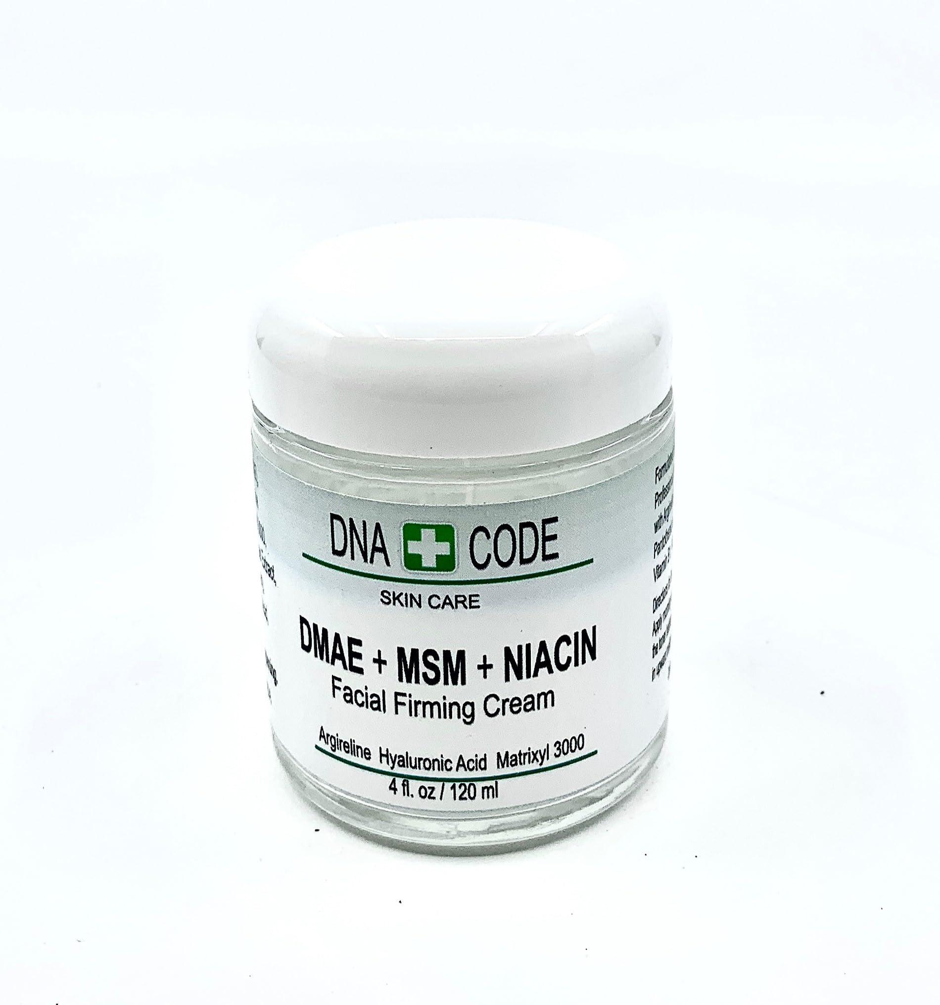 DNA Code DNA Code ANTI-AGING DMAE+MSM+NIACIN Firming Cream, 100% Pure Hyaluronic Acid, Argireline, Matrixyl 3000 (4 oz)