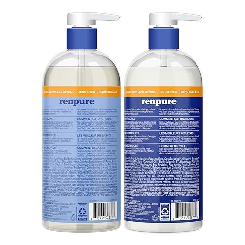 RENPURE Renpure Biotin & Collagen Shampoo & Conditioner Set, Plant- Based - Nutrient Infused Formulas for Fuller, Thicker Looking Hair - For Fine Hair - Vitamin B7 (Biotin) & Collagen - 24 Fl Oz each, 2 Pack