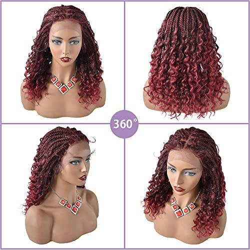 FANCYHAIR 18 Inches 4.75X12.5" Lace Front Braided Wigs with Natural Baby Hair Lightweight Hand Braided wigs for Black Women Curly Wave Ends Synthetic Glueless Cornrow Hair Tribal Braids Wigs (#27/613M Blonde)