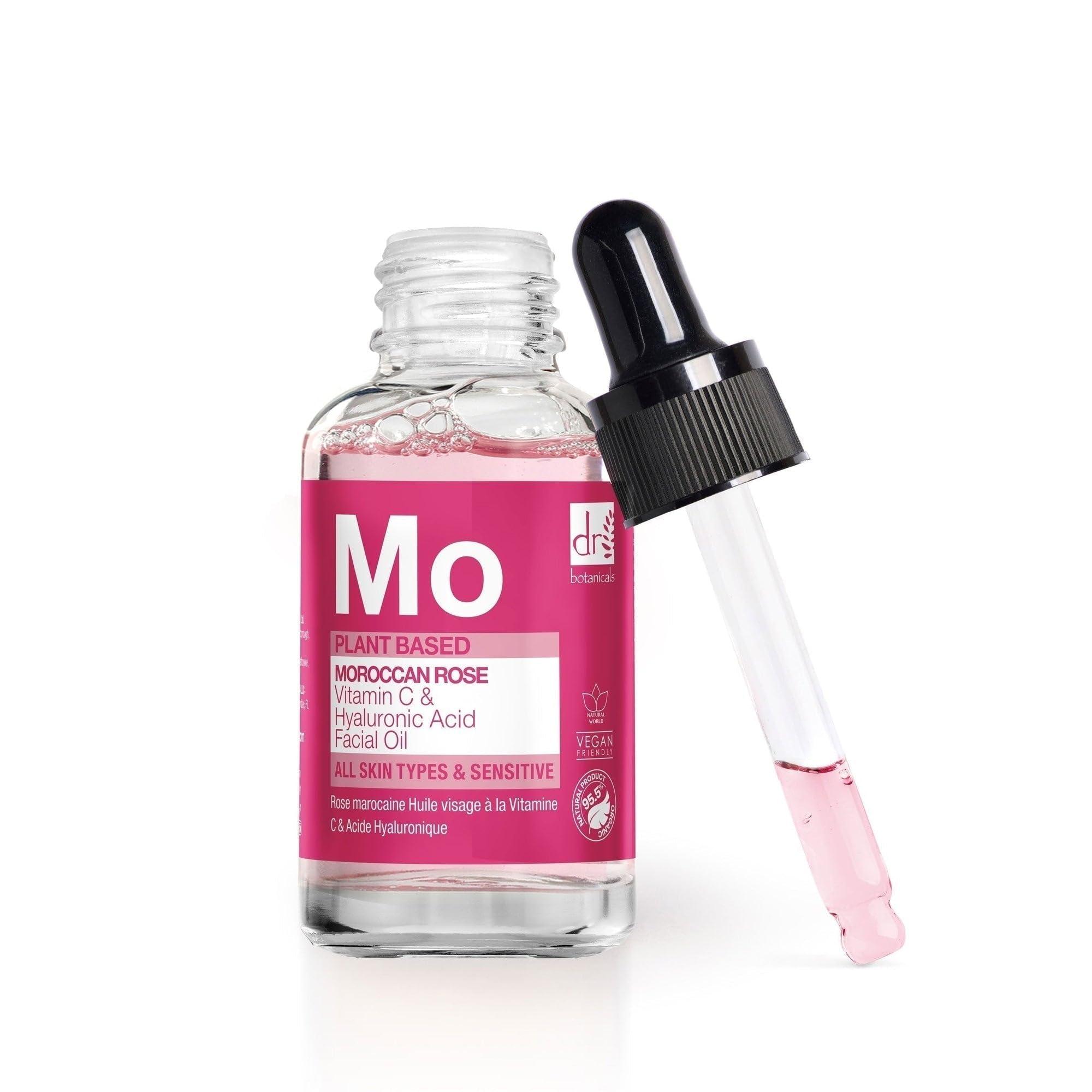Dr Botanicals Dr Botanicals Moroccan Rose Oil -With Vitamin C & Hyaluronic Acid Anti-Ageing, Brightening & Hydrating Water-Based Serum - Glow-Boosting Facial Oil for Radiant Skin Made in UK 30ml