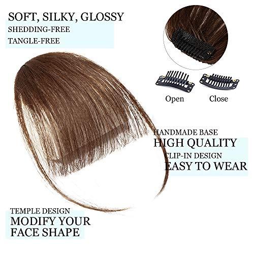 Hairro Hairro Clip In Bangs Human Hair Extensions Real Clip On Front Fringe Hairpieces Wispy Air Side Bangs With Temple Thin Curtain Bangs Hair Clip Top Hairpiece For Women 5g #04 Medium Brown